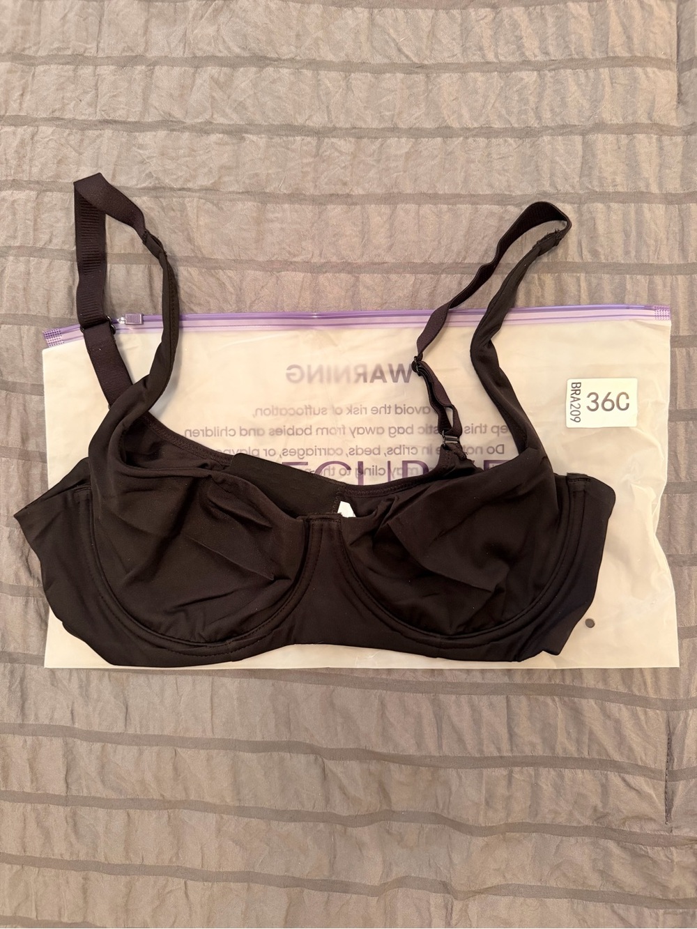 SheCurve Black Underwire Balconette Bra with Adjustable Straps